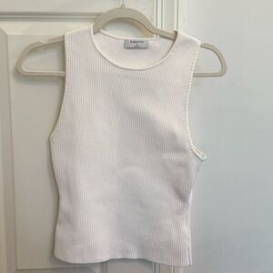 Aritzia Babaton White Ribbed Tank Top